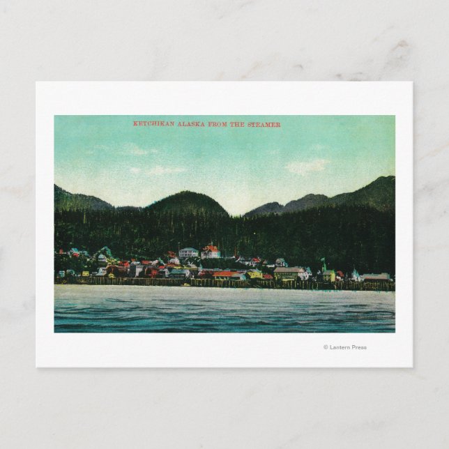 Town View of Ketchikan, Alaska from Steamer Postcard (Front)