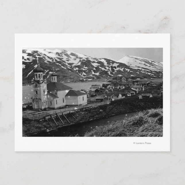 Town View of Unalaska, Alaska Photograph Postcard (Front)