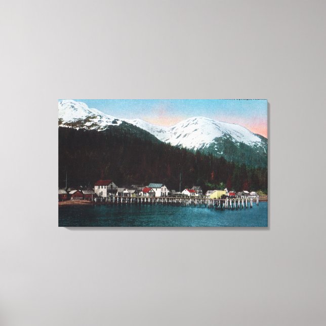 Town View with DocksTenakee Springs, AK Canvas Print (Front)