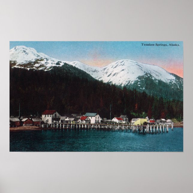Town View with DocksTenakee Springs, AK Poster (Front)