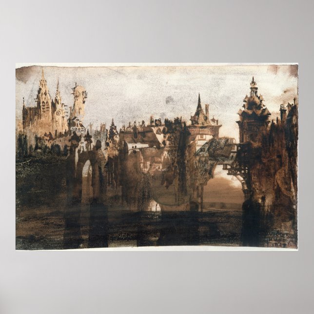 Town with a Broken Bridge Poster (Front)