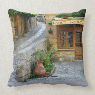 Townscape in Dordogne, France throw pillow