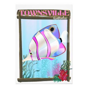 Townsville Australia Tropical fish travel poster