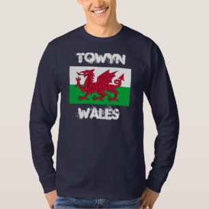 Towyn, Wales with Welsh flag T-Shirt