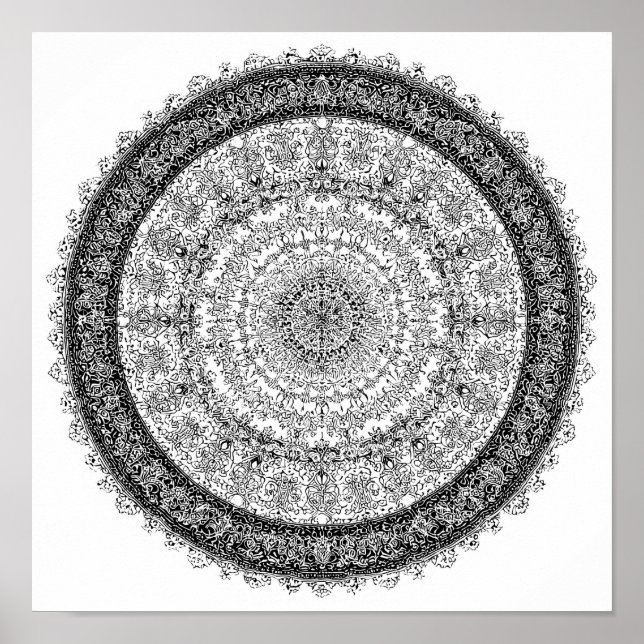 Toxic Beauty Fractal Rust Mandala Template Poster (Front)
