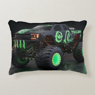 Toxic Bio-Armour Monster Truck - Neon Green Cyber  Accent Pillow