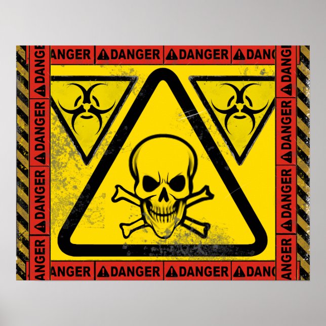 Toxic Biohazard Skull and CrossBones Warning Poster (Front)