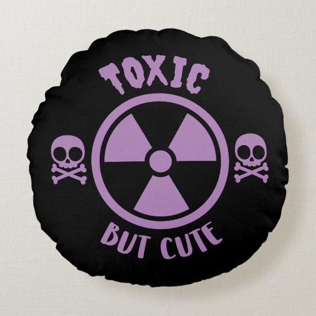 Toxic But Cute Warning Sign Round Pillow (Front)