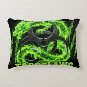 Toxic Claws Biohazard Dragon - Neon Green Slime Accent Pillow