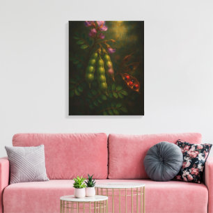 Toxic Elegance: The Rosary Pea Impressionistic Oil Canvas Print