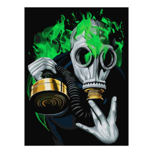 Toxic Gas Mask: Neon Flames Photo Print