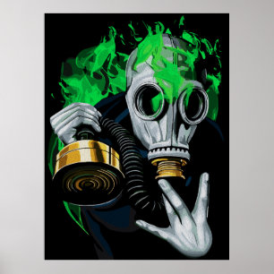 Toxic Gas Mask: Neon Flames Poster