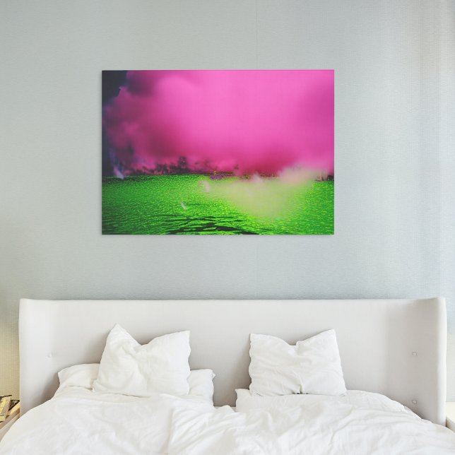 Toxic green landscape & purple clouds canvas print (Creator Uploaded)