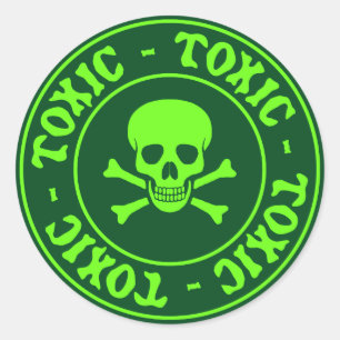 Toxic Green Skull and Crossbones Sticker