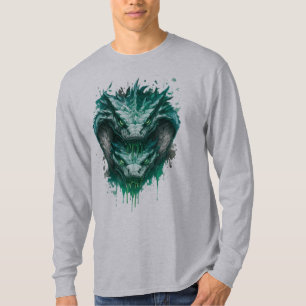 Toxic Green Snake Watercolor Splatter Long Sleeve T-Shirt