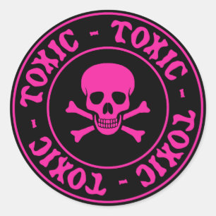 Toxic Pink Skull and Crossbones Sticker