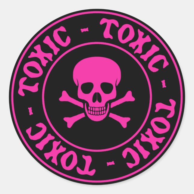 Toxic Pink Skull and Crossbones Sticker (Front)