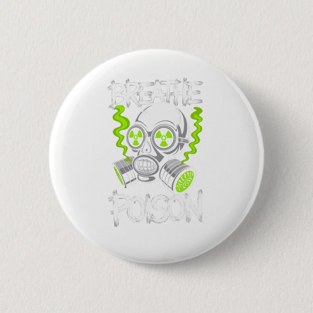 Toxic Skull Drifter Sticker  2 Inch Round Button (Front)