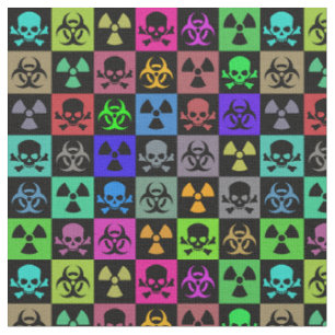 Toxic Skulls goth punk Art  Fabric