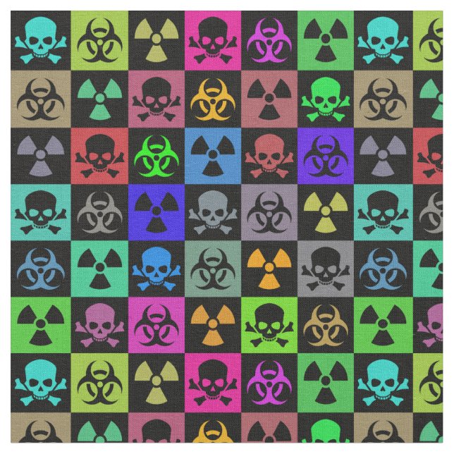 Toxic Skulls goth punk Art  Fabric (Close Up)
