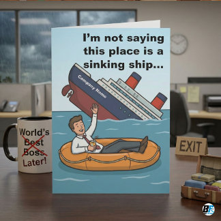 Toxic Workplace Escape Funny Quitting Job Congratu Card