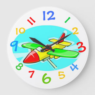 Toy Airplane Clock With Colourful Numbers
