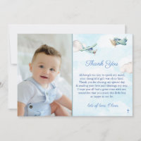 Toy Airplane In Blue Sky Clouds Baptism Birthday