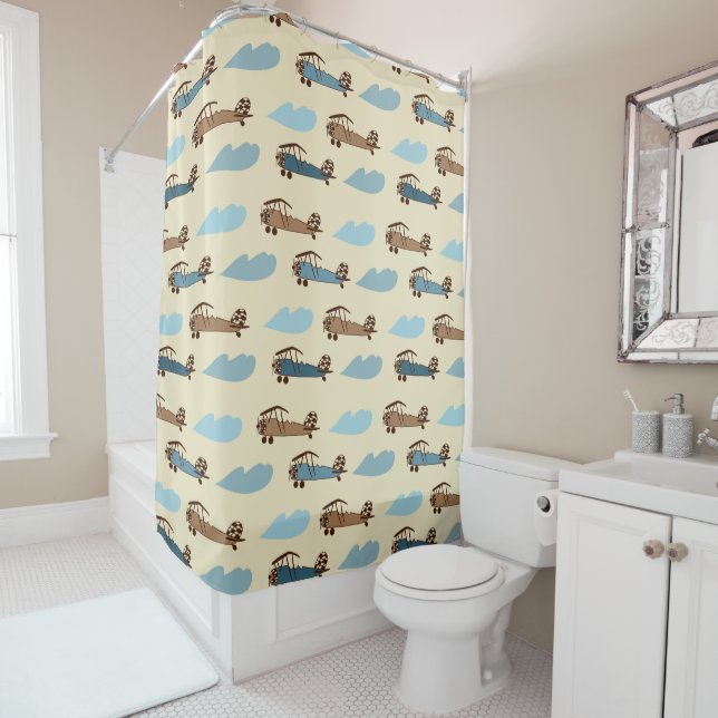 Toy Airplane Shower Curtain (In Situ)