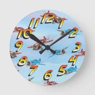 Toy Airplanes Round Clock