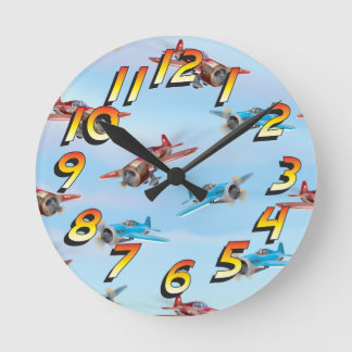 Toy Airplanes Round Clock