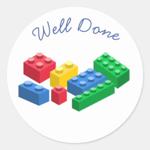 Toy building bricks colourful kids classic round sticker
