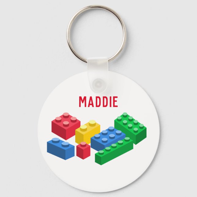 Toy building bricks colourful kids keychain (Front)