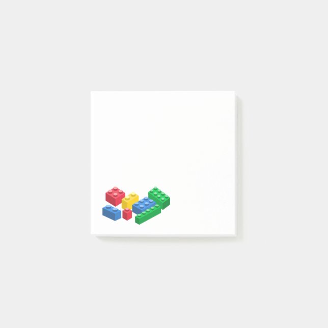 Toy building bricks colourful kids post-it notes (Front)