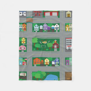 Toy Car Town Road Map Fleece Blanket