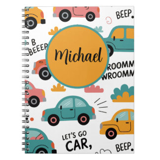 Toy Cars Spiral Notebook for Kids | Personalized 