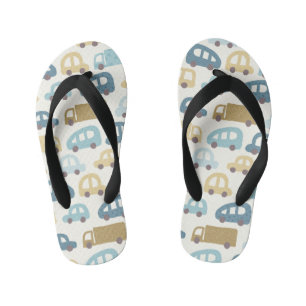 Toy Cars & Trucks   Dusty Blue Beig Kid's Flip Flops