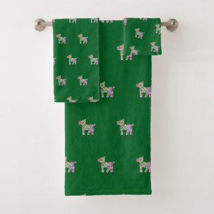 Toy Dog Dk Green Bath Towel Set