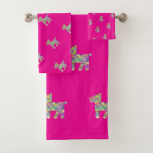 Toy Dogs On Hot Pink  Kids  Bath Towel Set
