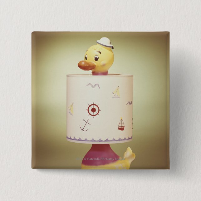 Toy duck lamp 2 inch square button (Front)