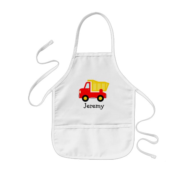 Toy dump truck apron for kids | Personalized name (Front)