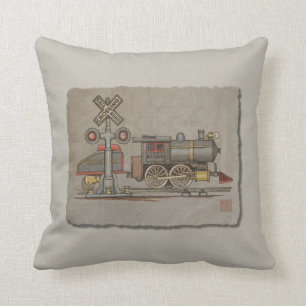 Toy Electric Train Throw Pillow