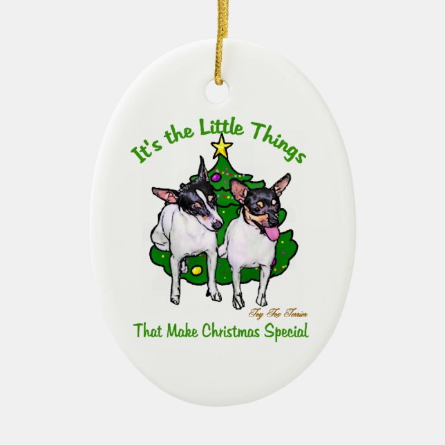 Toy Fox Terrier Christmas Gifts Ceramic Ornament (Front)