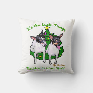 Toy Fox Terrier Christmas Throw Pillow