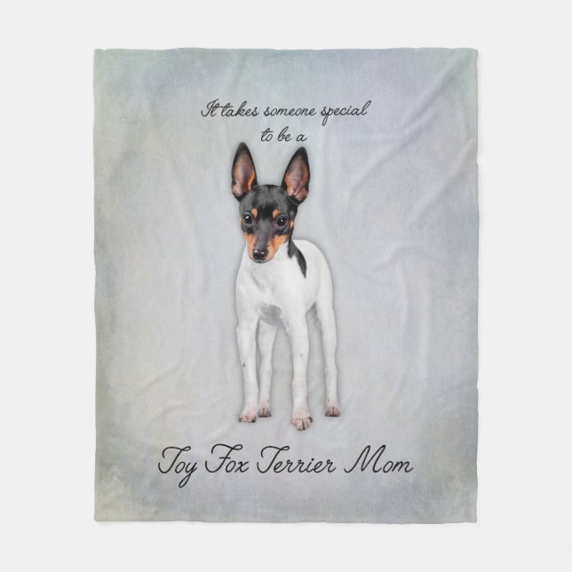 Toy Fox Terrier Mom Fleece Blanket (Front)