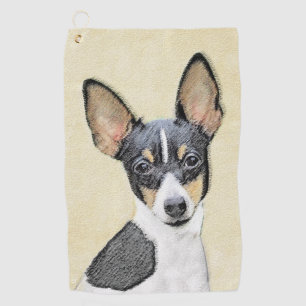 Toy Fox Terrier Painting - Cute Original Dog Art Golf Towel