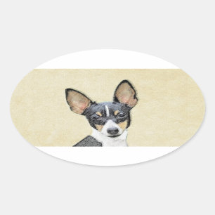 Toy Fox Terrier Painting - Cute Original Dog Art Oval Sticker