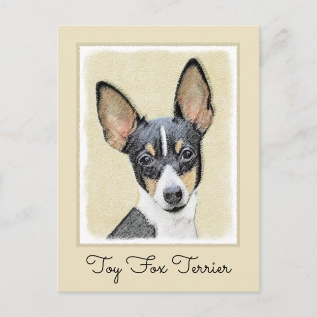 Toy Fox Terrier Painting - Cute Original Dog Art Postcard (Front)