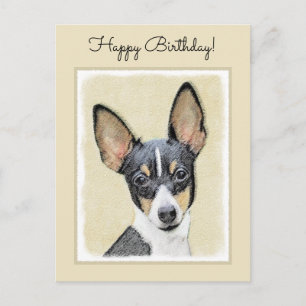 Toy Fox Terrier Painting - Cute Original Dog Art Postcard