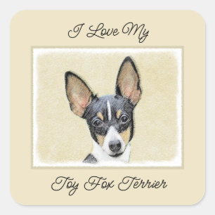Toy Fox Terrier Painting - Cute Original Dog Art Square Sticker