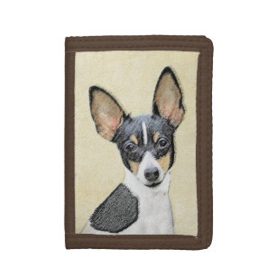 Toy Fox Terrier Painting - Cute Original Dog Art Trifold Wallet
